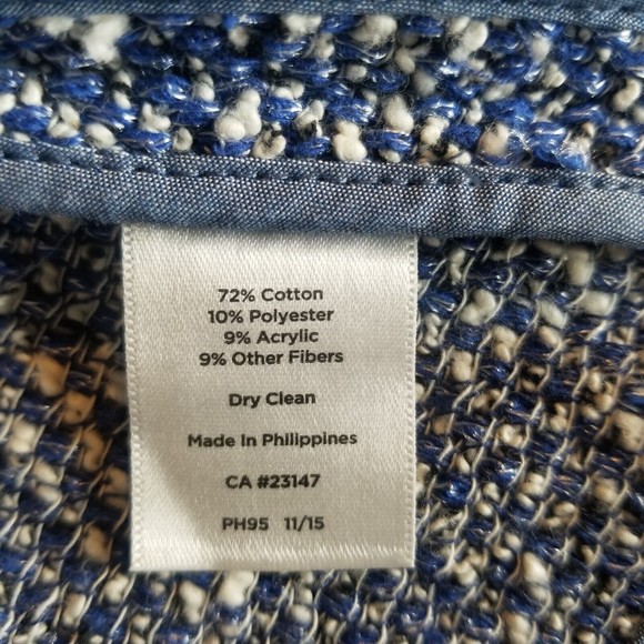 TALBOTS  Women's BLUE & WHITE TWEED JACKET Size Large - Picture 10 of 12